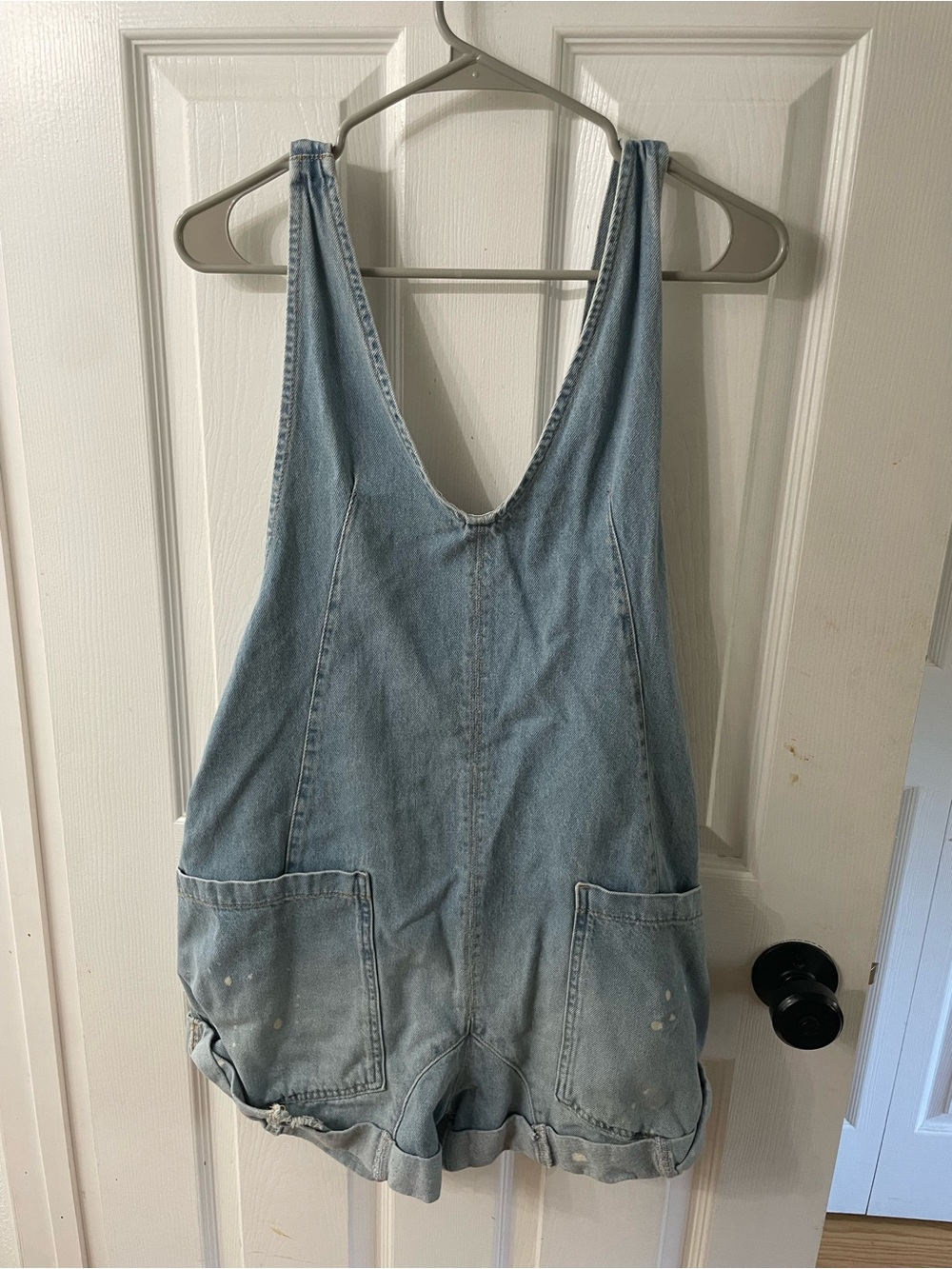 We The Free High Roller Shortall Blue Distressed Denim